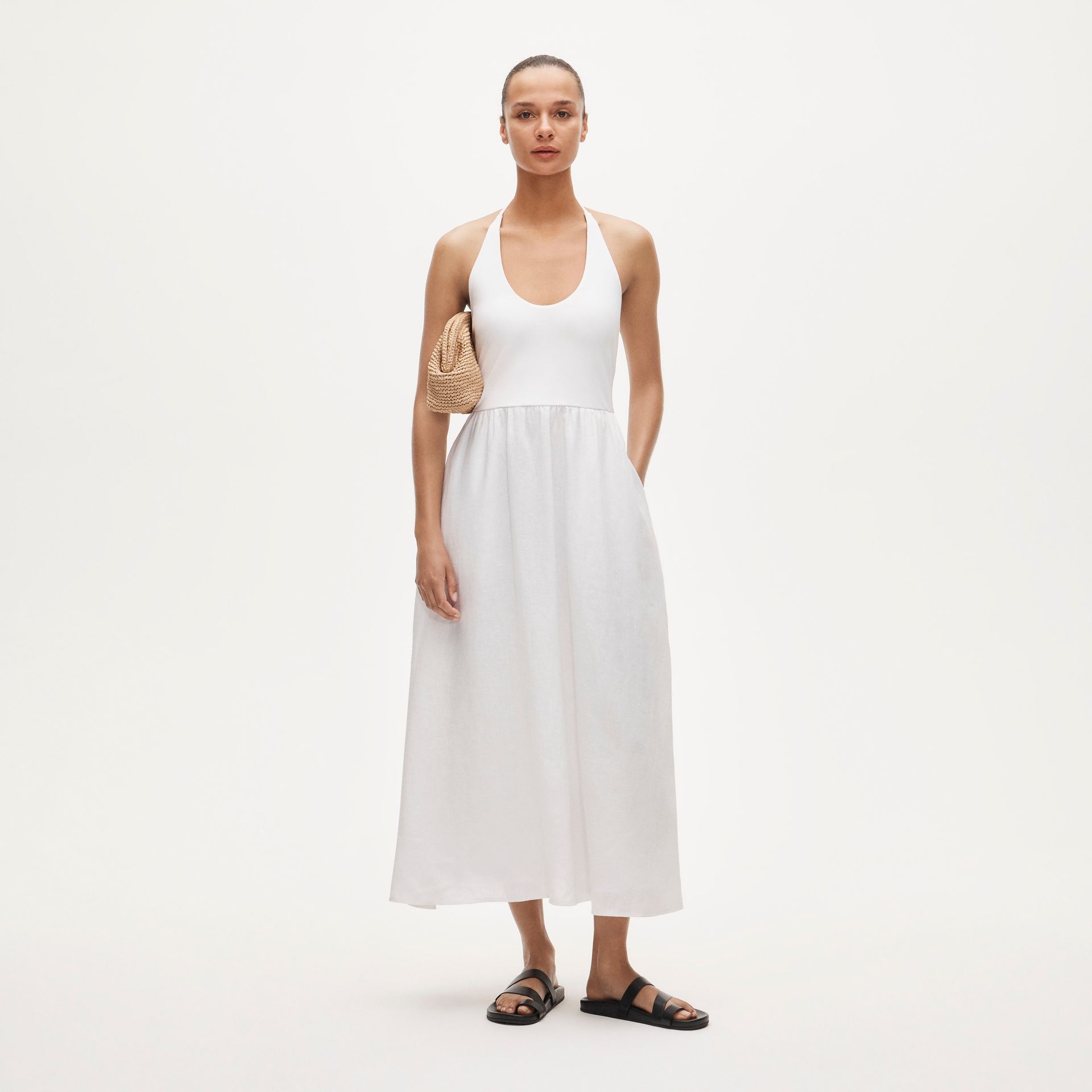 Mixy Halter Dress in Linen and Jersey