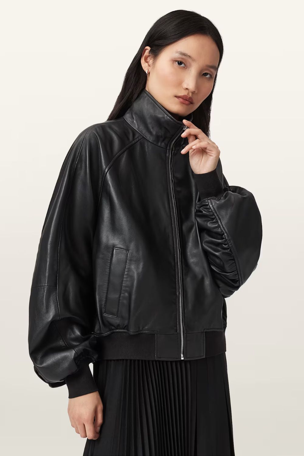 All Saints Felda Leather Bomber Jacket