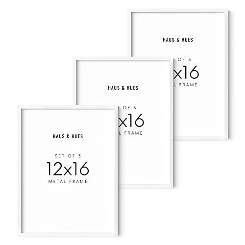 Haus and Hues Picture Frame, White 12x16, Metal, Gallery Wall Frame Set, Premium Acrylic, Lightweight, Modern Style, Ideal Gift for Adults, Grandparents Day, Graduation, Birthday