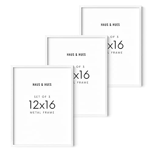Haus and Hues Picture Frame, White 12x16, Metal, Gallery Wall Frame Set, Premium Acrylic, Lightweight, Modern Style, Ideal Gift for Adults, Grandparents Day, Graduation, Birthday