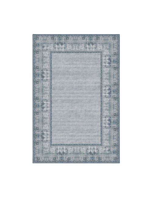 Vintage Daisy Bordered Blue Rug
