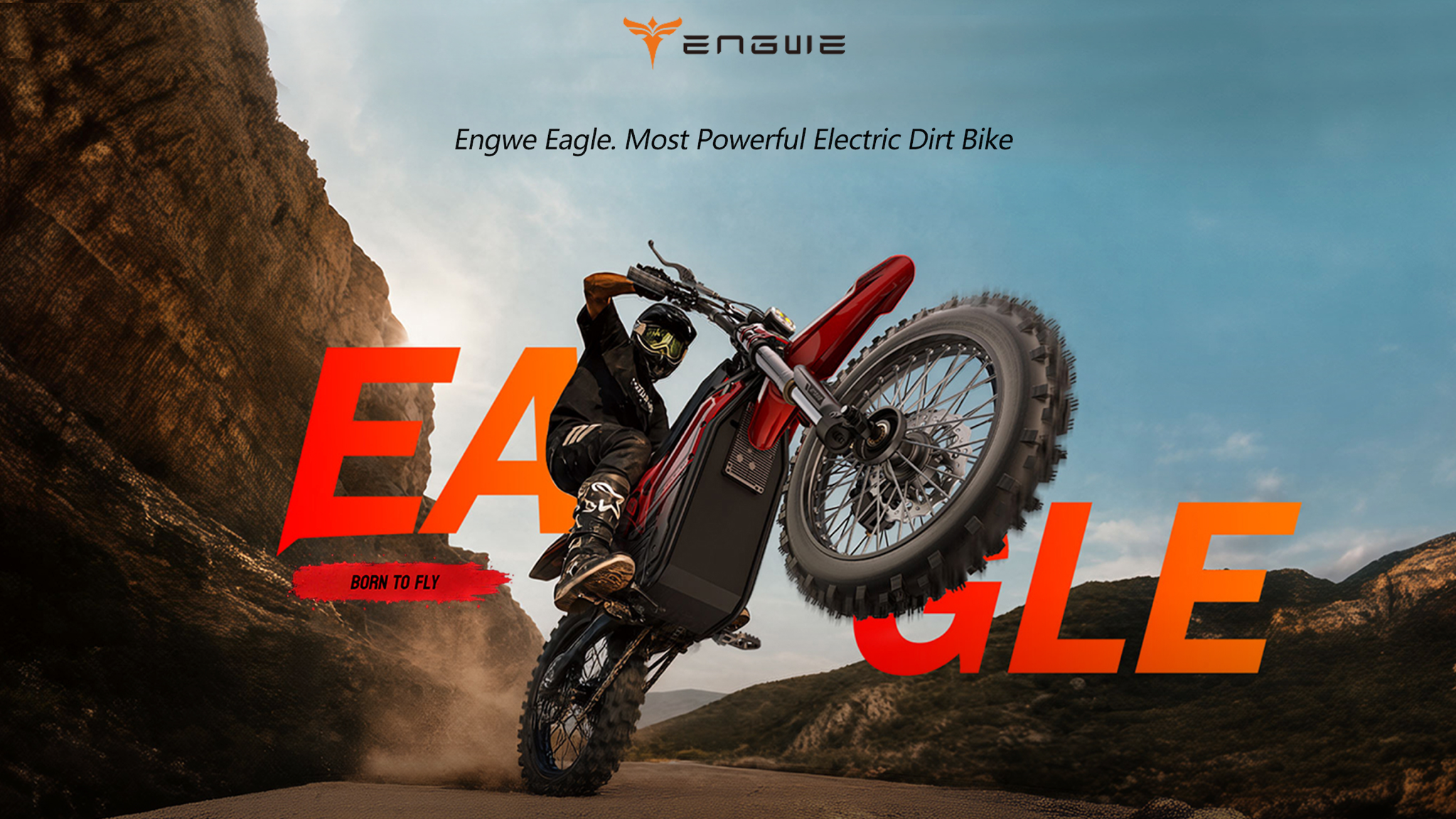 A young rider pulling a wheelie on an off-road ride of the ENGWE Eagle dirt bike