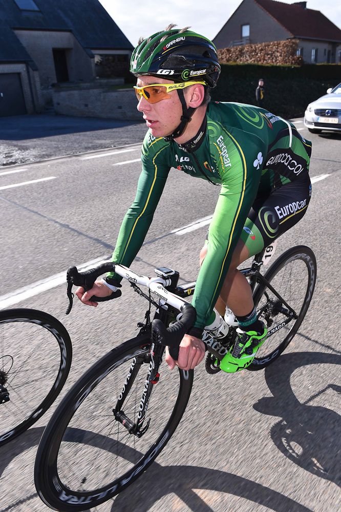 A Europcar rider gets some traction in the breakaway.