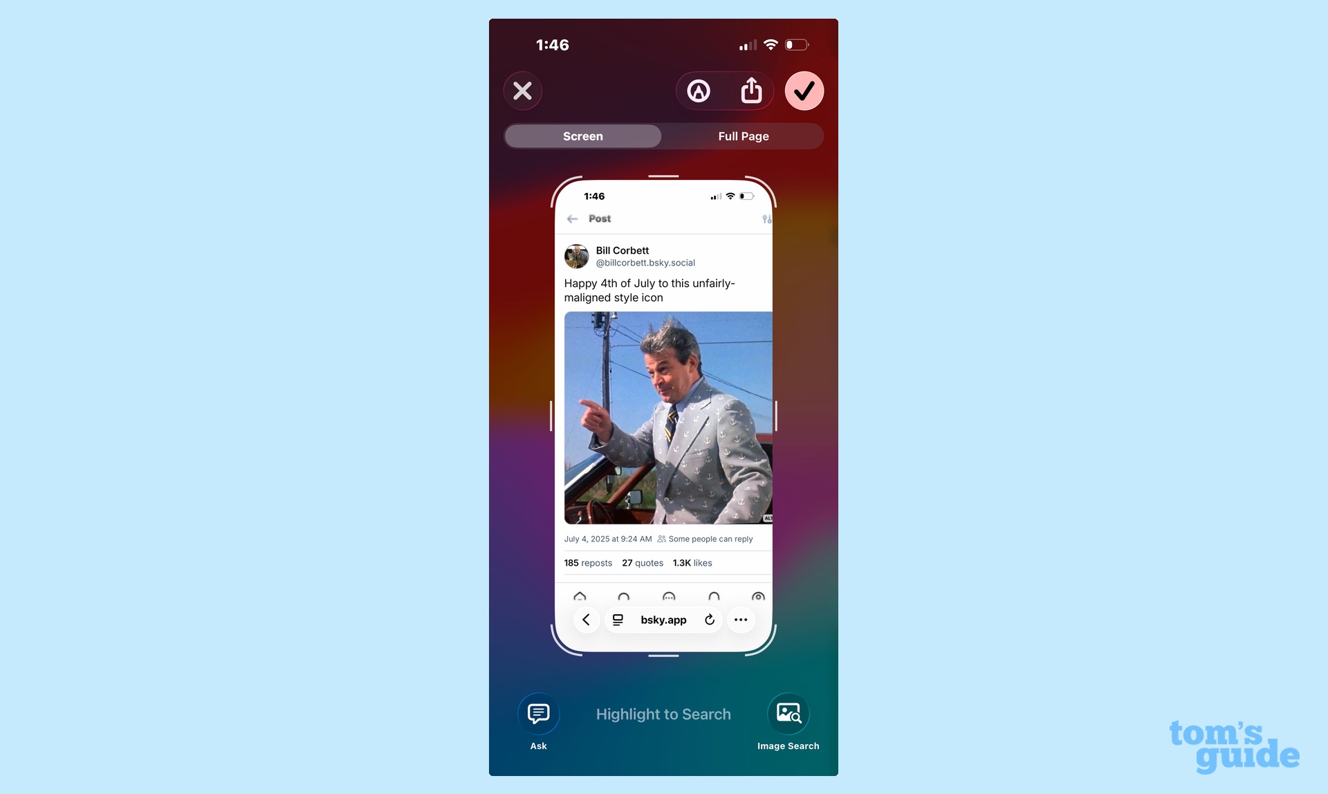 Visual Intelligence interface in iOS 26