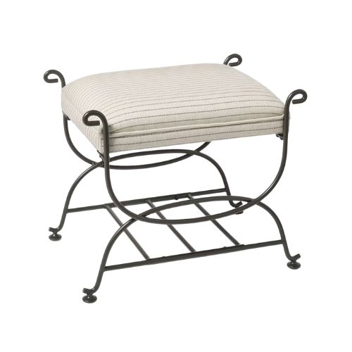Metal Ottoman Performance Stripe Fabric