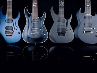 From L-R: Ibanez RG1527 Prestige, Schecter Blackjack C-7m, Dean RC7X, LTD Viper-417