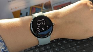 Google Pixel Watch worn on a wrist.