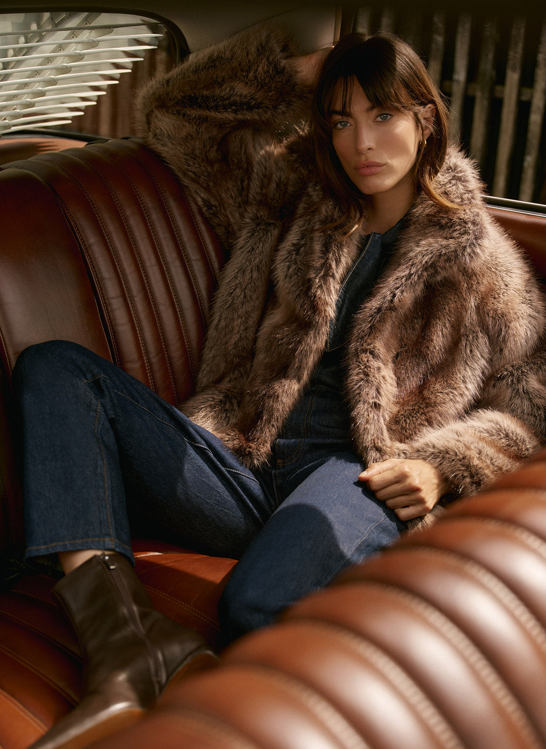 Neutral Faux Fur Cropped Jacket
