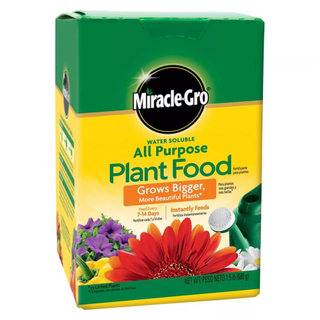 A box of all purpose water soluble plant food