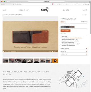 Bellroy uses commonly used items to give a sense of size to its products