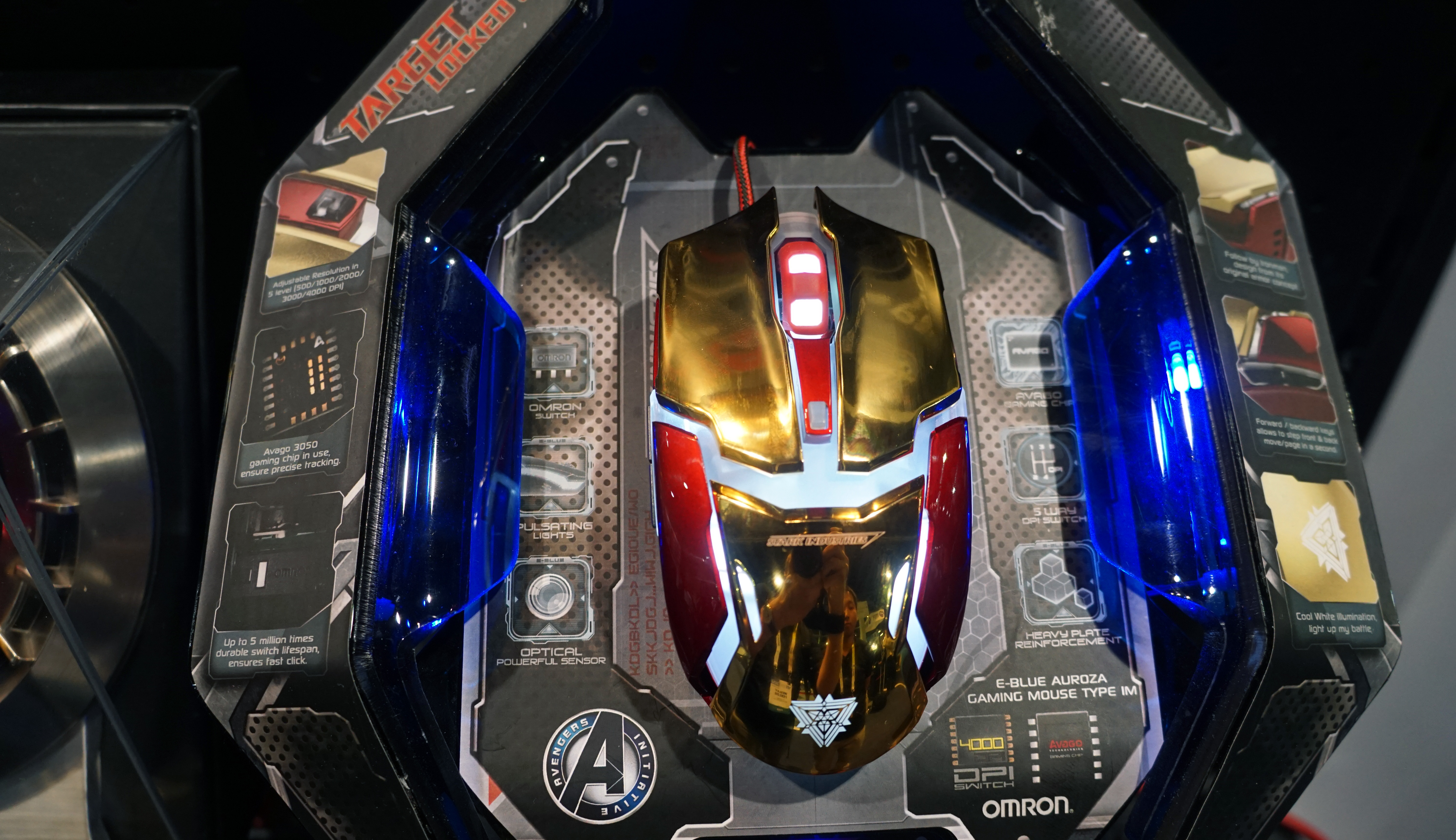 Mouse Wireless Iron Man Per PC E Portatile: Silenzioso, Ottico, Con Luce LED Decorativa, DPI Regolabile E Risparmio Energetico (oro)