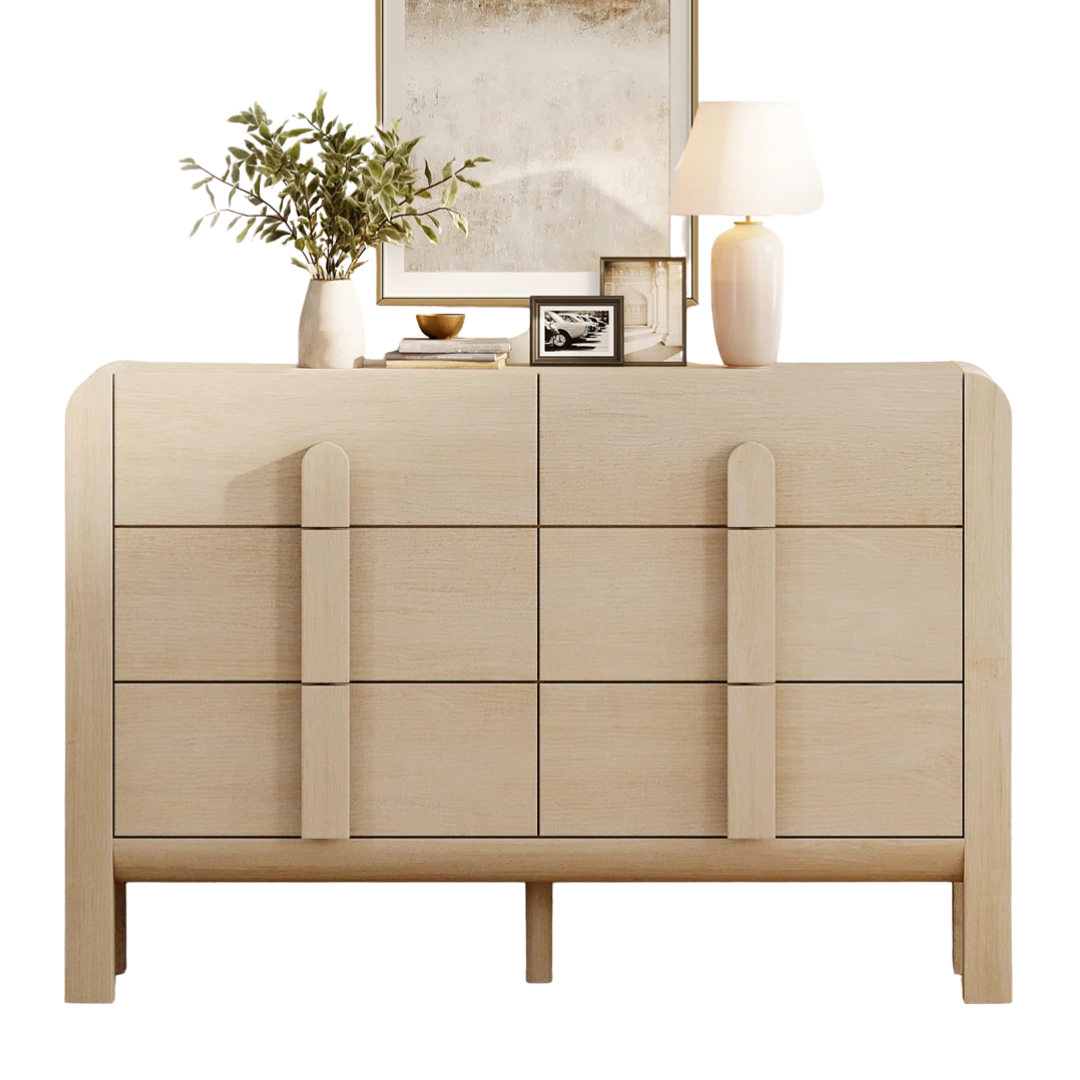 Ebern Designs Adora Mid Century 6 Drawer Dresser for Bedroom, Wide Modern Chest of Drawers With Curved Profile Design, Wood Closet Clothes Storage Organizer for Bedroom, Living Room &amp;amp; Reviews | Wayfair