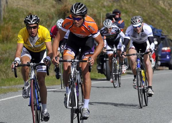 Only a handful of riders can stay with Jack Bauer of Share the Road as he attacks on the only climb of the day, Gorge Hill.