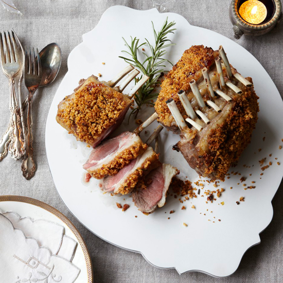 white plate with food items and fork and spoon