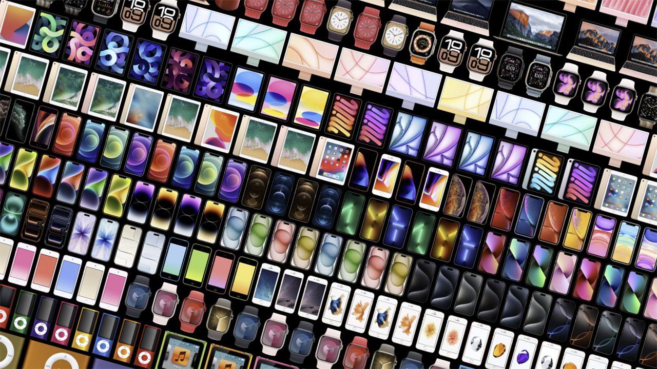 Apple devices in colour