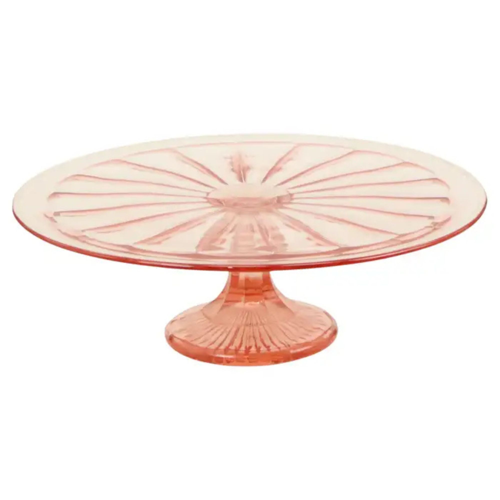 Art Deco Pink Cake Dish Rosaline Depression Glass Verrerie Scailmont