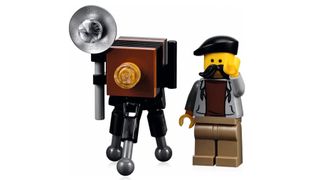 LEGO photographer with large-format camera and tripod