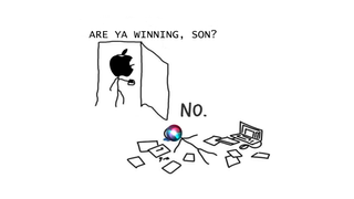 "Are ya winning, son?" meme overlaid with Apple as the father and the son as Siri