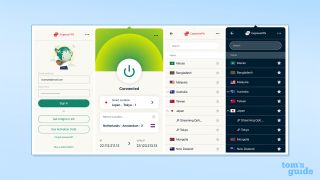 Screenshots of ExpressVPN's Linux app in use