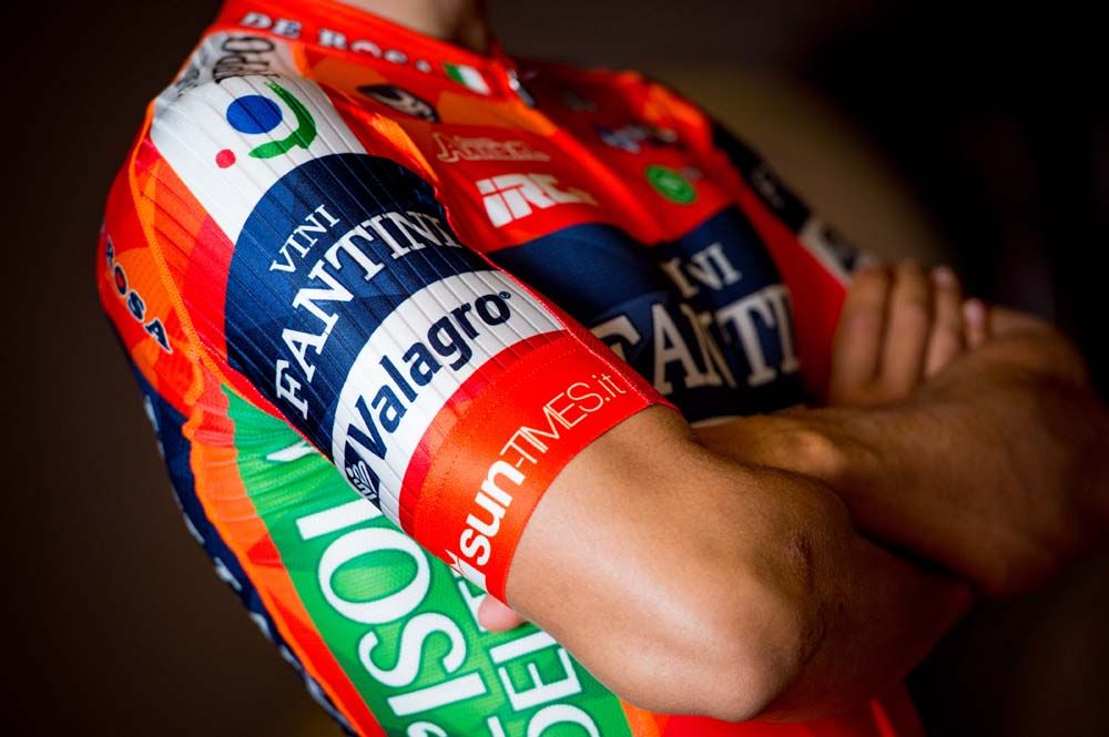 The multitude of colours and logos on the 2017 Nippo-Vini Fantini jersey