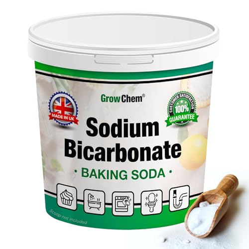 Grow Chem Baking Soda, Sodium Bicarbonate (1kg Bucket) Uk Made Pure Baking Soda for Cleaning, Baking, Bath Bombs, Odours and Teeth