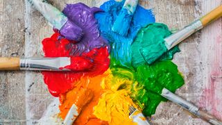 Best oil paint supplies - image of paintbrushes and oil paint