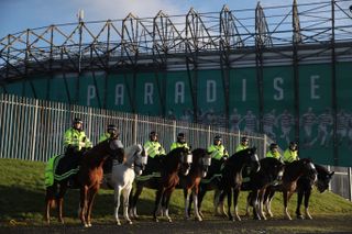 There was a heavy police presence at Celtic Park on Sunday