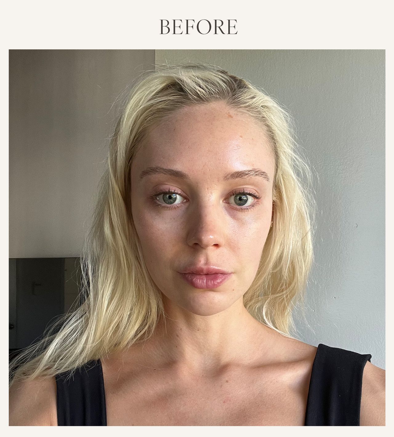 Before photo of Erin Jahns testing the Buxom lip plumper