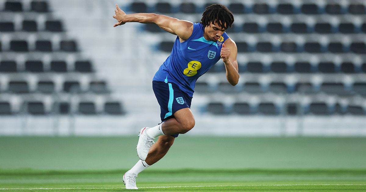 England star Trent Alexander-Arnold responds to how well he&#039;s defended this season: Trent Alexander-Arnold of England trains during an England training session at Al Wakrah Stadium on November 16, 2022 in Doha, Qatar.