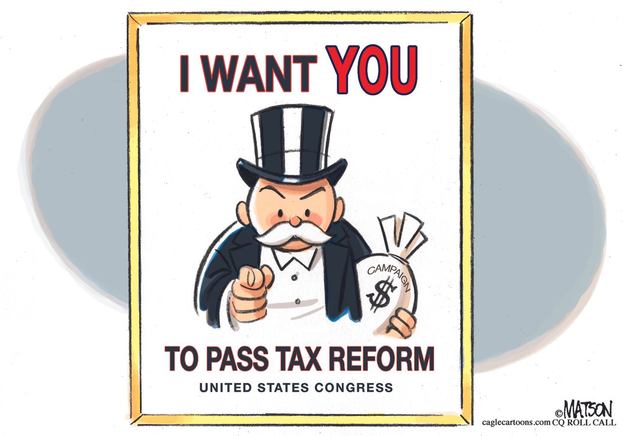 Political cartoon U.S. congress tax reform Trump