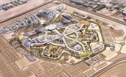 Top view of Dubai 2020 expo aerial day 