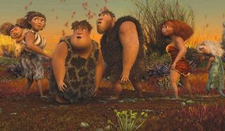 The Croods family looks over at something ambiguously