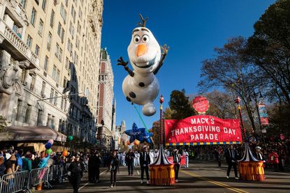 The Olaf balloon in the 2017 Macy's Thanksgiving Parade.