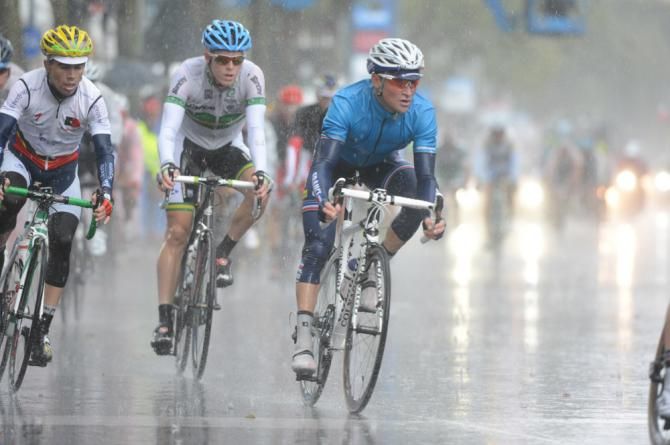 Thomas Voeckler (France) in action amidst torrential rain