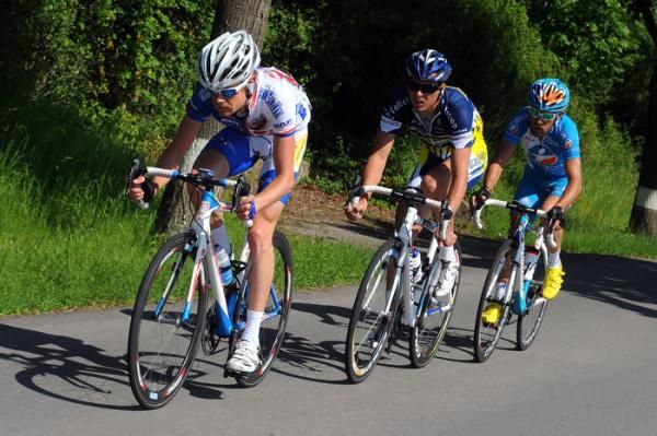 The break of the day included (l-r) Morten Knudsen (CT Differdange), Johnny Hoogerland (Vacansoleil) and Anthony Charteau (Bbox Bouygues Telecom).