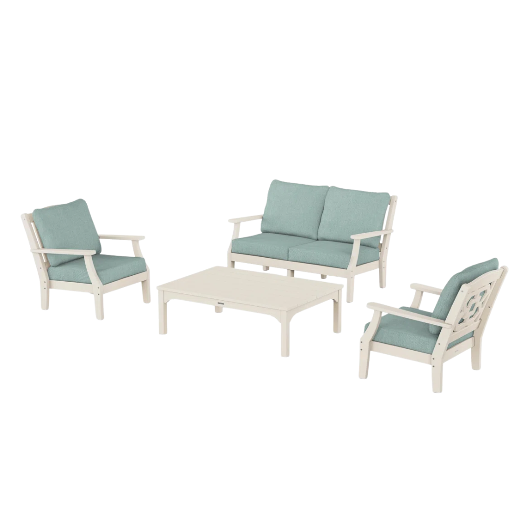 POLYWOOD&amp;reg;, Martha Stewart by POLYWOOD Chinoiserie 4-Piece Outdoor Seating Group