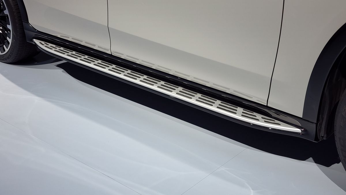 Close-up of step for passengers to get into the car