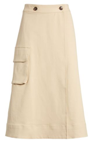 Stretch Cotton Midi Cargo Skirt