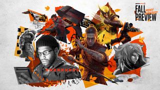 GamesRadar+ Fall Preview hero image featuring Silent Hill Townfall, Dawn of War 4, Star Wars Galactic Racer, Control Resonant, Marvel's Wolverine, Blood of Dawnwalker, Castlevania, Gears of War-Eday