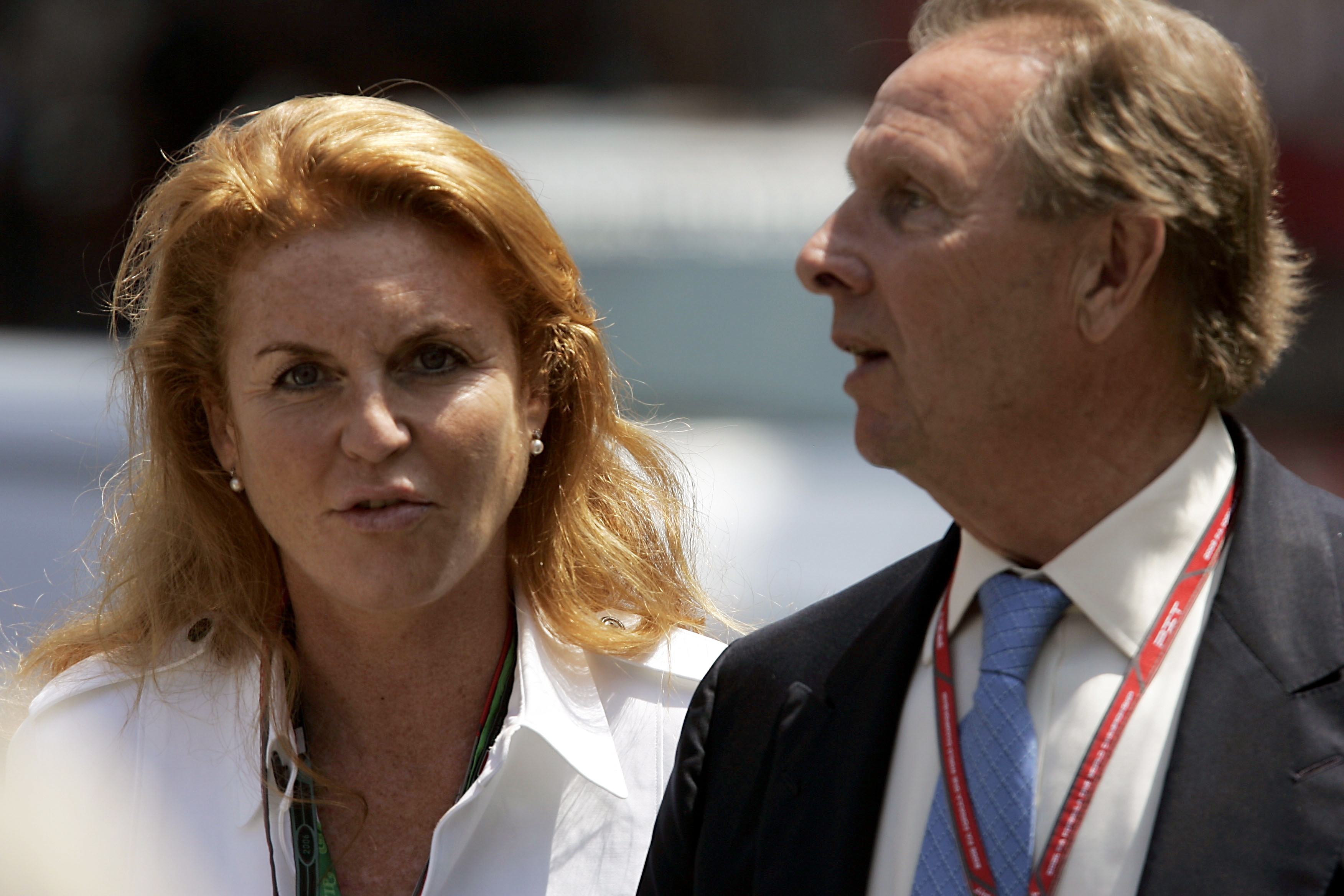 Sarah Ferguson and Paddy McNally at a race