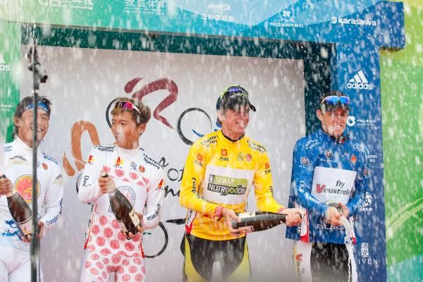 The four overall leaders celebrated with champagne.