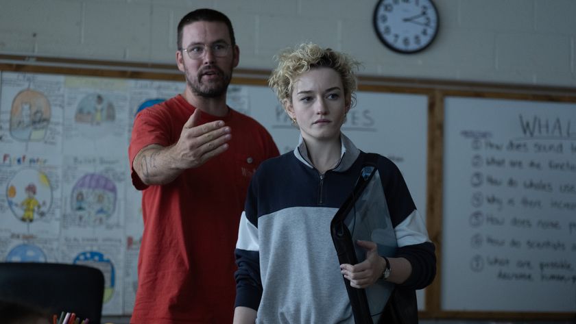 Zach Cregger and Julia Garner behind the scenes in Weapons