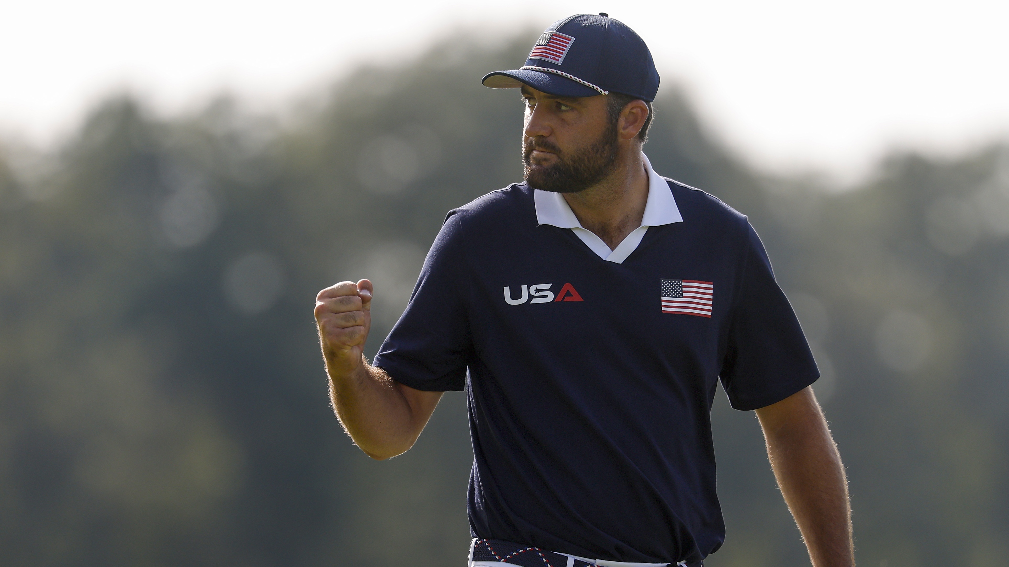 Scheffler celebrates as USA claw a hole back in the foursomes
