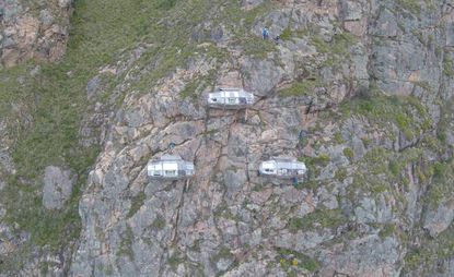 Metal pods on high mountain