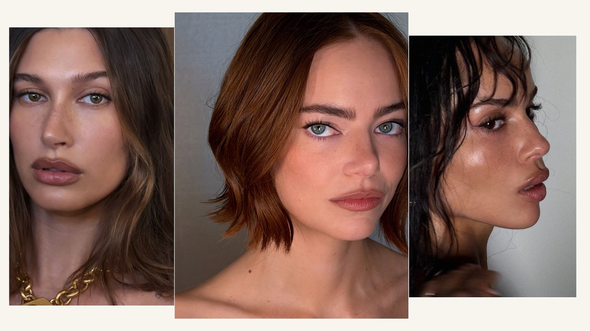 hailey bieber, emma stone, zoe kravitz with blurred lip liner trend