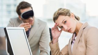 Apple Vision Pro wearer annoys workplace colleague