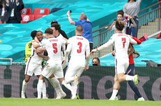 England celebrate Raheem Sterling's opener against Germany
