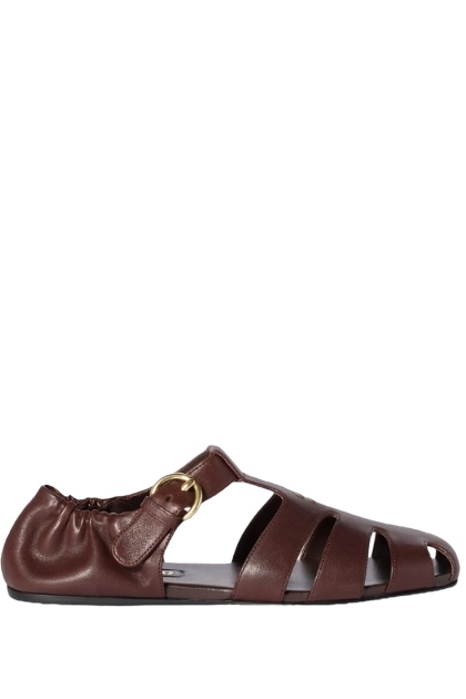 Miu Miu, Ruches Nappa Leather Fisherman Sandals
