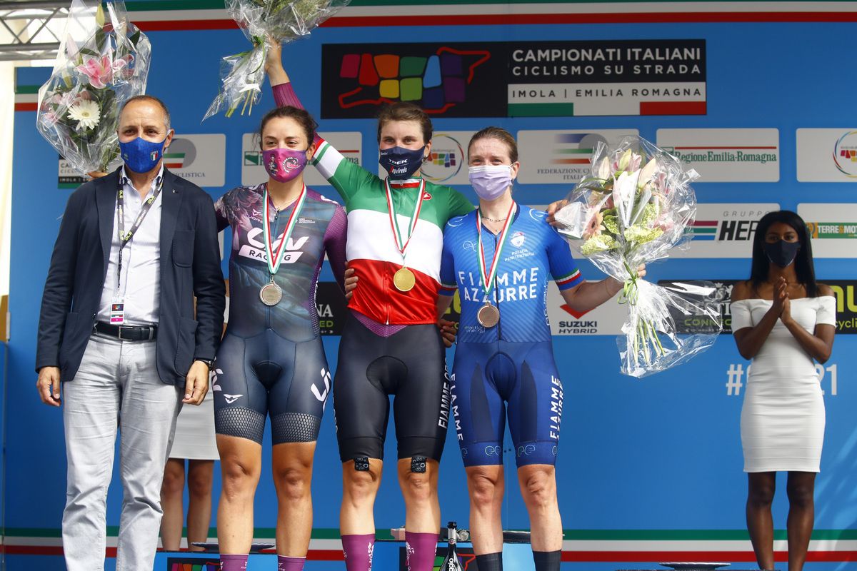 Campionati Italiani Ciclismo su Strada 2021 Faenza Cronometro Women 18 km 17062021 Cordiano Dagnoni Soraya Paladin Elisa Longo Borghini ITA Fiamme Oro Tatiana Guderzo ITA photo Roberto BettiniBettiniPhoto2021