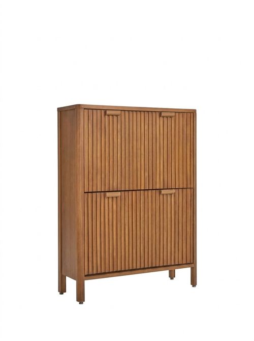 Slatted Bamboo Shoe Cabinet